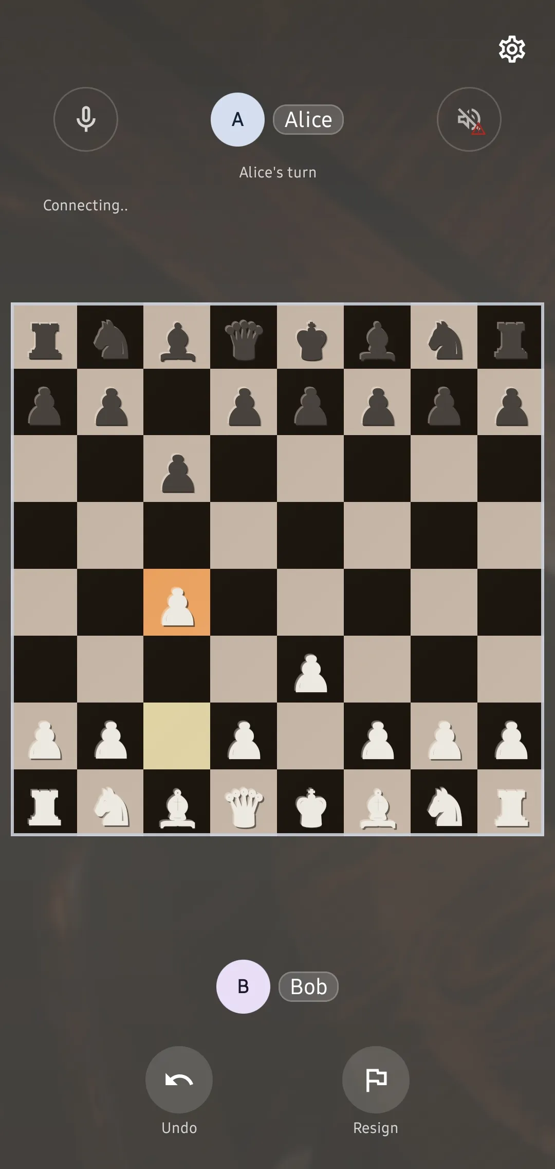 Live chess board while you play